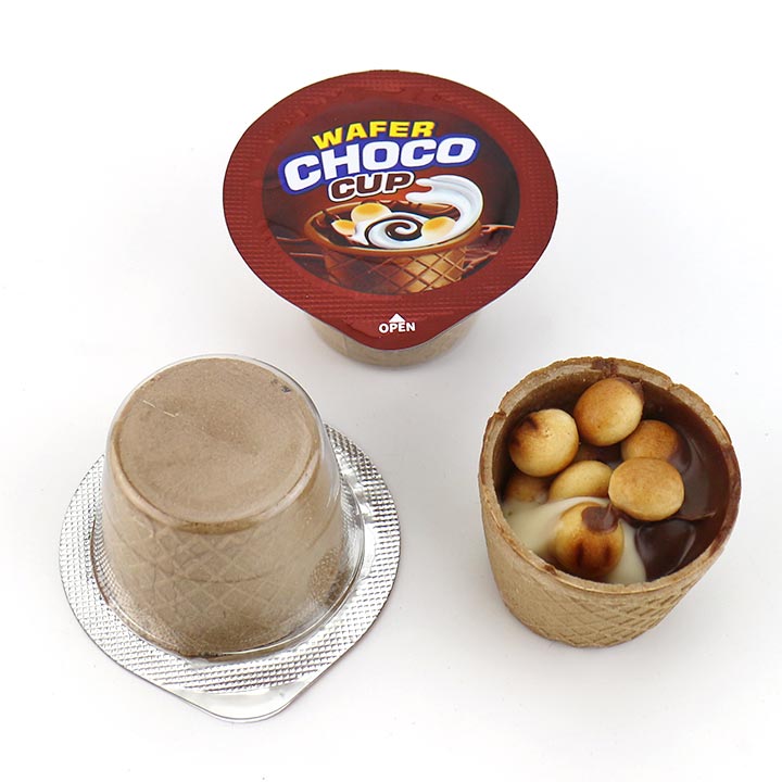 Crispy Wafer tube chocolate cup choco jam with biscuit balls in bag CH-BC149