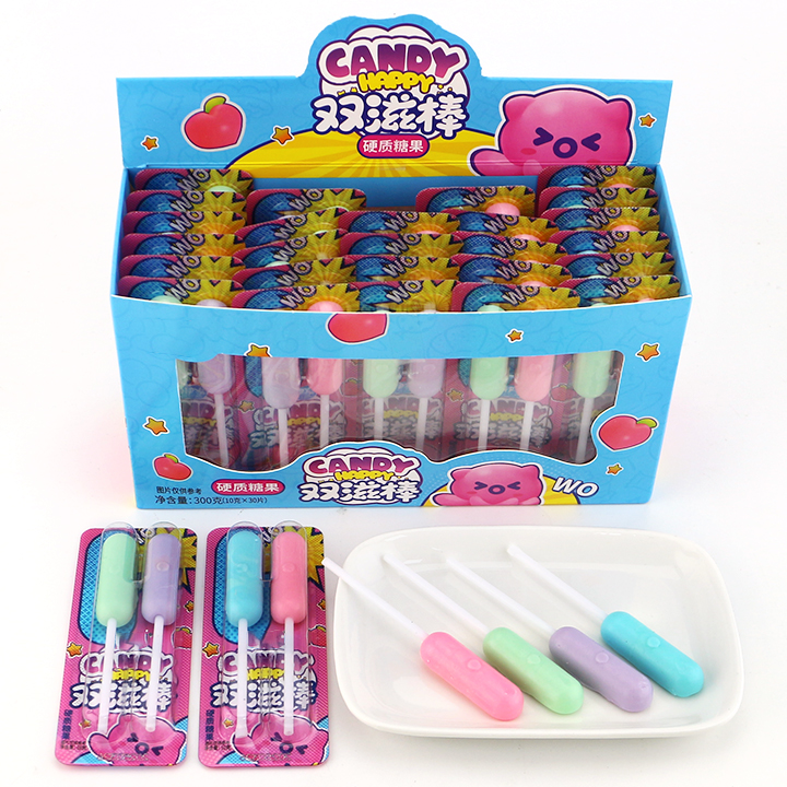 2 in 1 Macaron lollipop Mini sausage twins hard lollypop candy CH-BP134