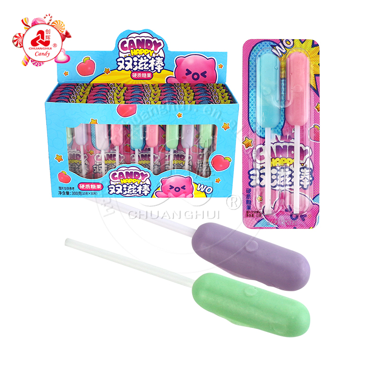 2 in 1 Macaron lollipop Mini sausage twins hard lollypop candy CH-BP134