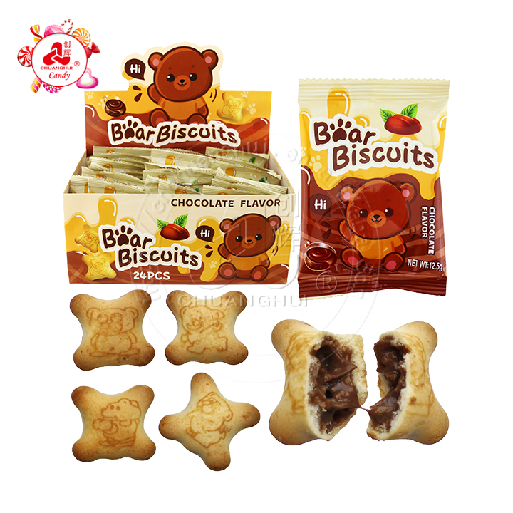 Classic Snack little Bear shaped biscuit cookies with chocolate jam filled CH-D140