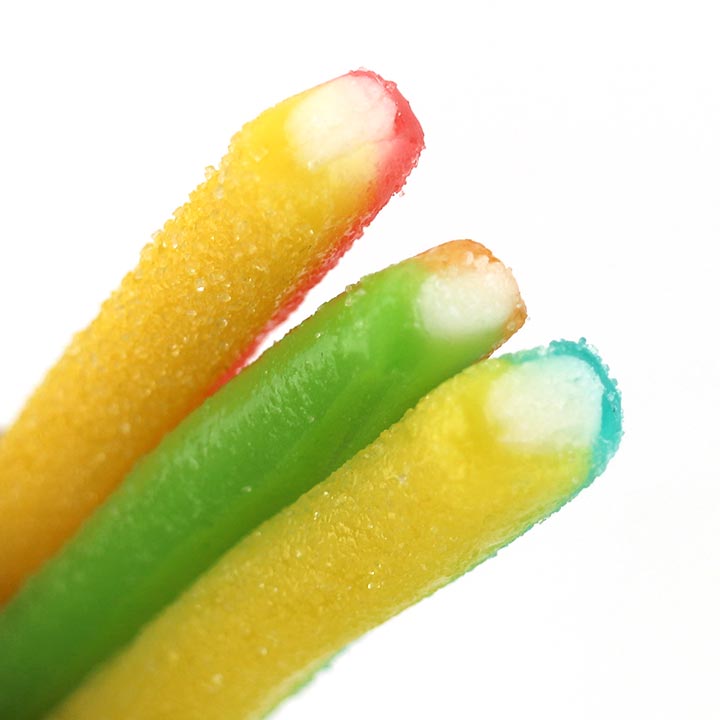 HALAL Double Colors Licorice Sour Straw Soft Gummy Candy Strips with Sour Powder Filling CH-J566-1