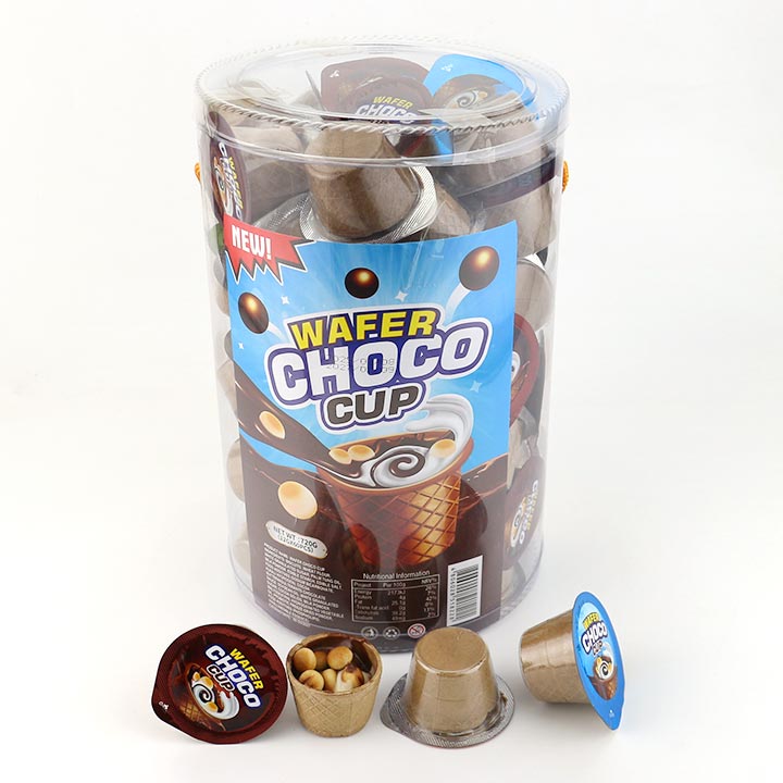 Bottled crispy wafer chocolate biscuit cup choco jam with cookie balls CH-BC149-1