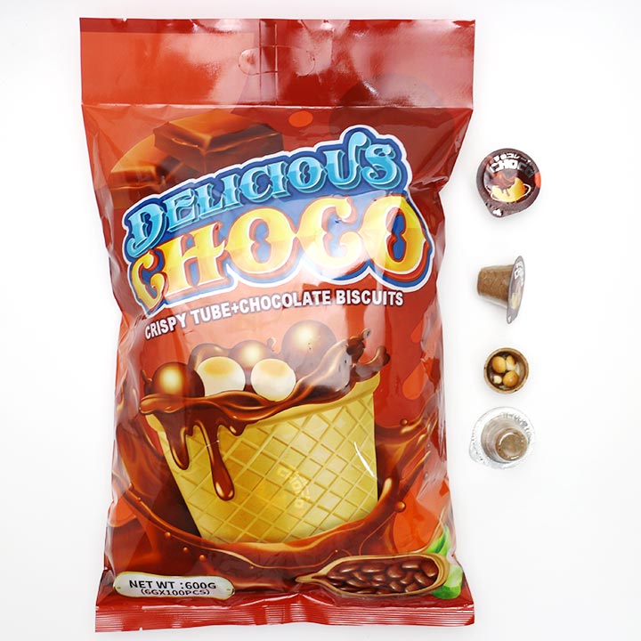 Mini Crispy chocolate wafer cup choco jam with biscuits balls CH-BC150