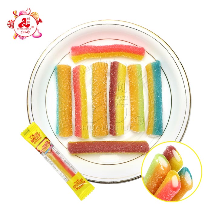 Sour Powder Filled Two-color Licorice Straw Soft Gummy Candy in bag CH-S121