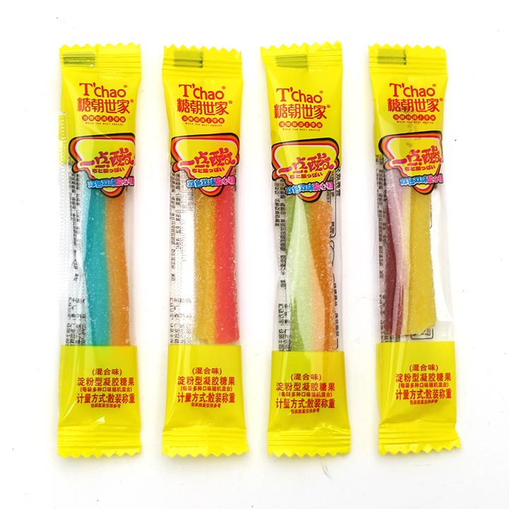 Sour Powder Filled Two-color Licorice Straw Soft Gummy Candy in bag CH-S121