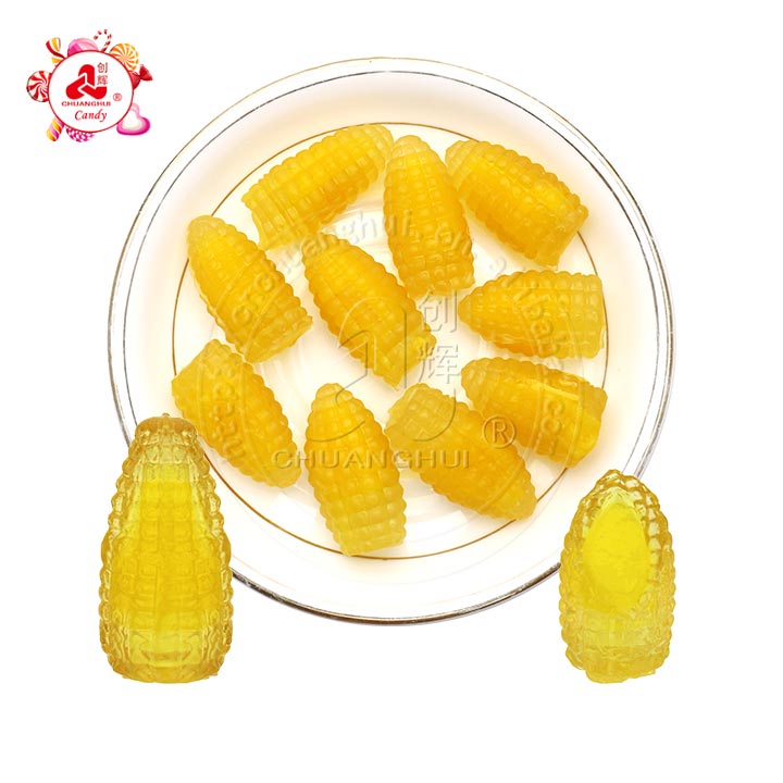 Wholesale Peeling Corn Shaped Soft Gummy Candy with Corn Flavor Jam Filling CH-S150