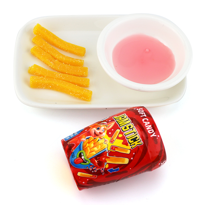 Mango flavored Gel soft stick gummy candy with sour jam dipping sauce CH-J652