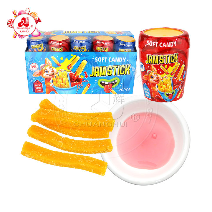 Mango flavored Gel soft stick gummy candy with sour jam dipping sauce CH-J652