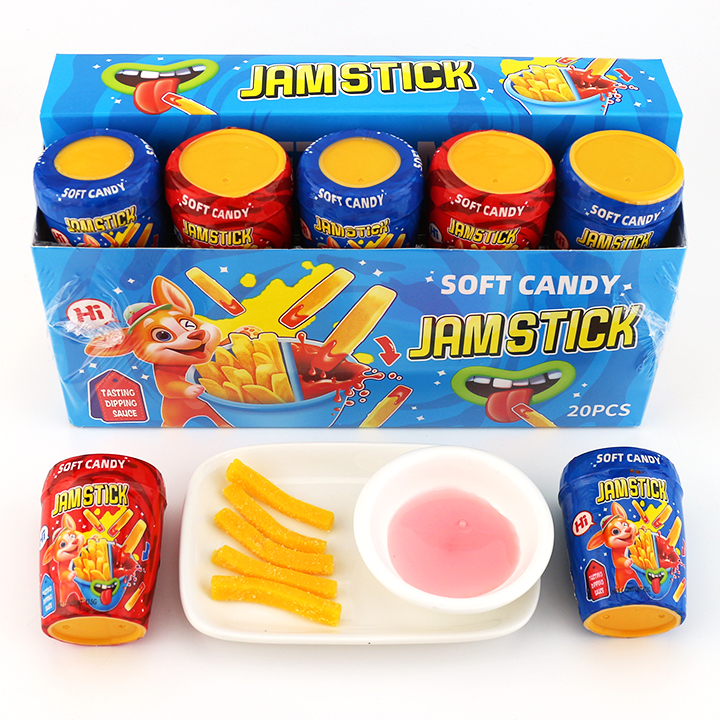 Mango flavored Gel soft stick gummy candy with sour jam dipping sauce CH-J652