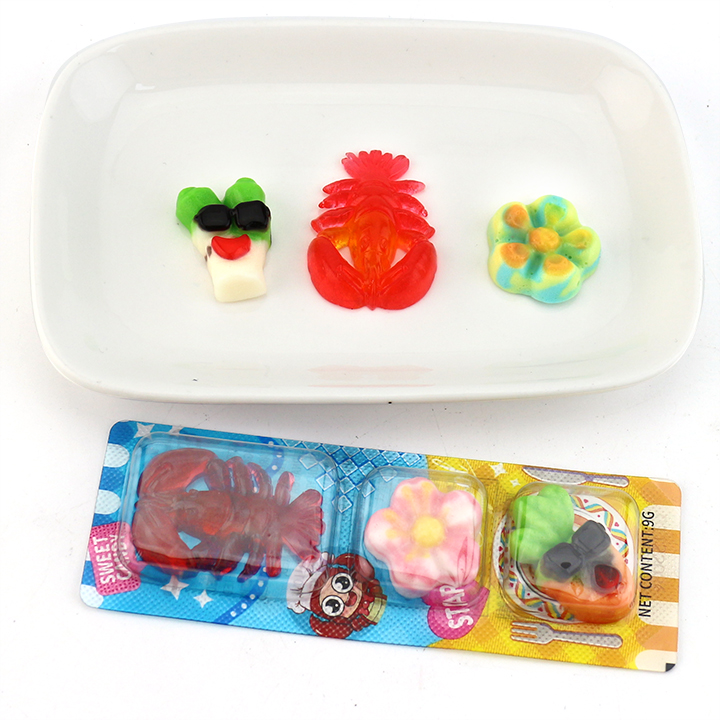 Halal Mix Fruit Flavor 3-in-1 Lobster Set Meal Soft Gummy Candy CH-J653