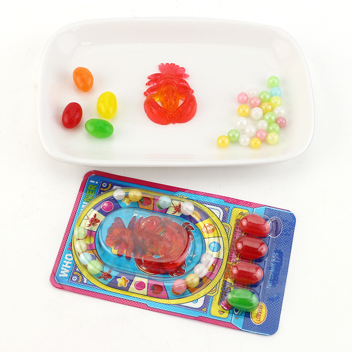 Halal 3-in-1 Lobster Play Game Soft Gummy Candy+Jelly Bean+Colorful pearl hard candy CH-J654