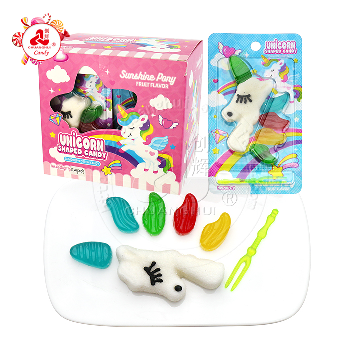 Cartoon Puzzle 3D Unicorn Horse Shape Soft Gummy Candy CH-J657