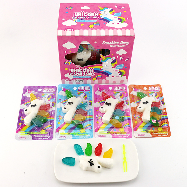Cartoon Puzzle 3D Unicorn Horse Shape Soft Gummy Candy CH-J657