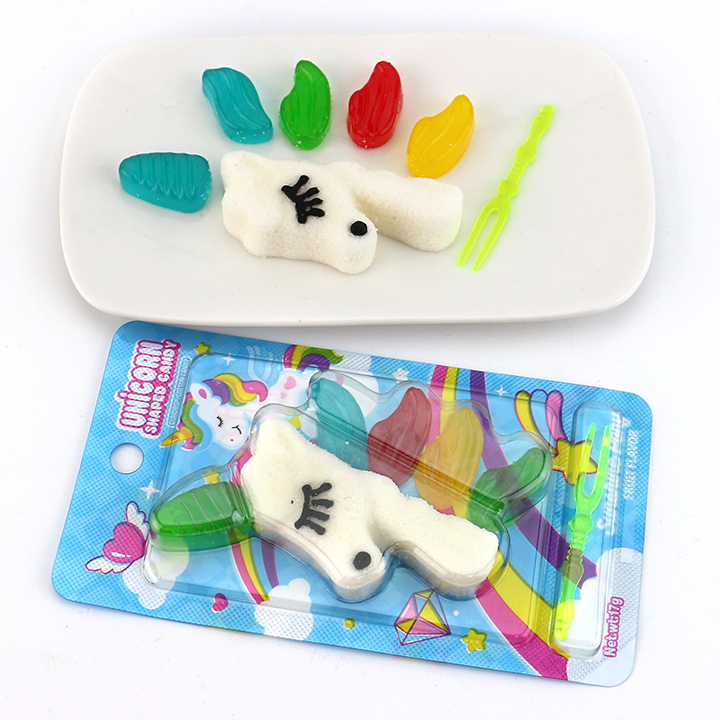 Cartoon Puzzle 3D Unicorn Horse Shape Soft Gummy Candy CH-J657