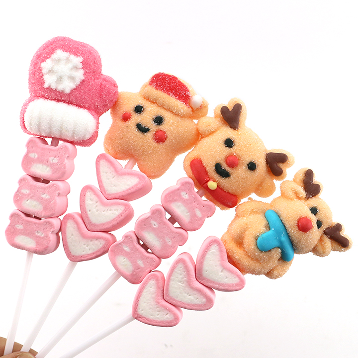 Christmas Festival Santa Deer Snowman Glove Marshmallow String Lollipop Candy CH-M204