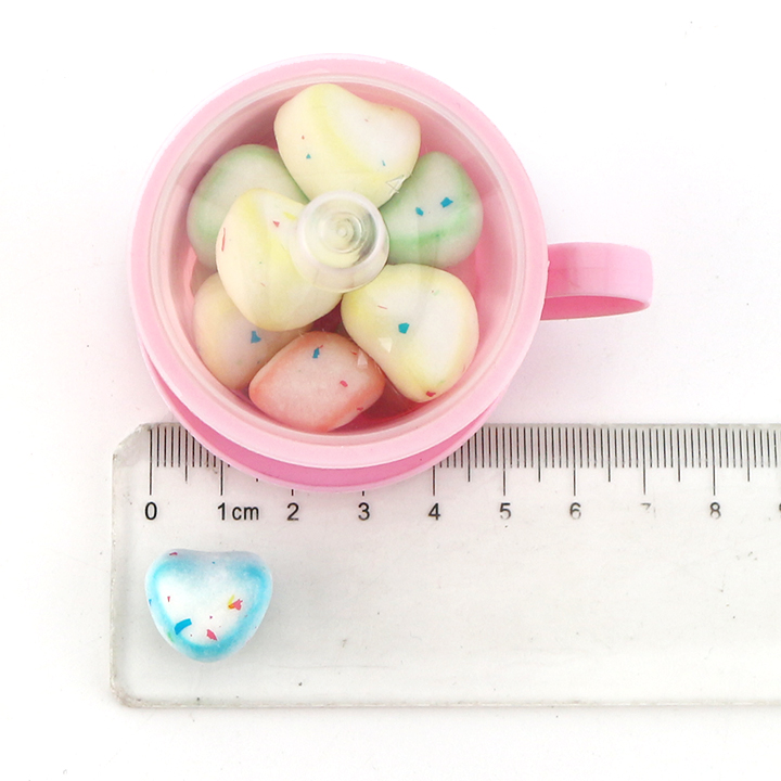 Colorful tea cup cotton candy heart shaped crispy sugar coated mini marshmallow CH-M206