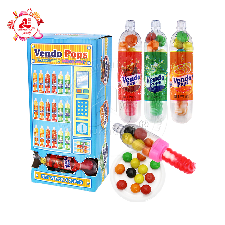 2-in-1 Vendo Pop machine cola soda bottle nipple lollipop with chocolate bean CH-N740