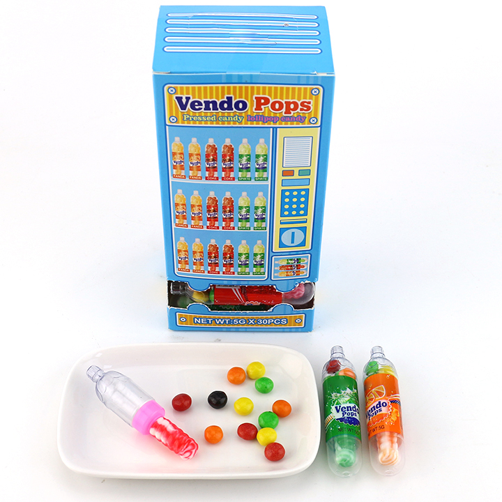 2-in-1 Vendo Pop machine cola soda bottle nipple lollipop with chocolate bean CH-N740