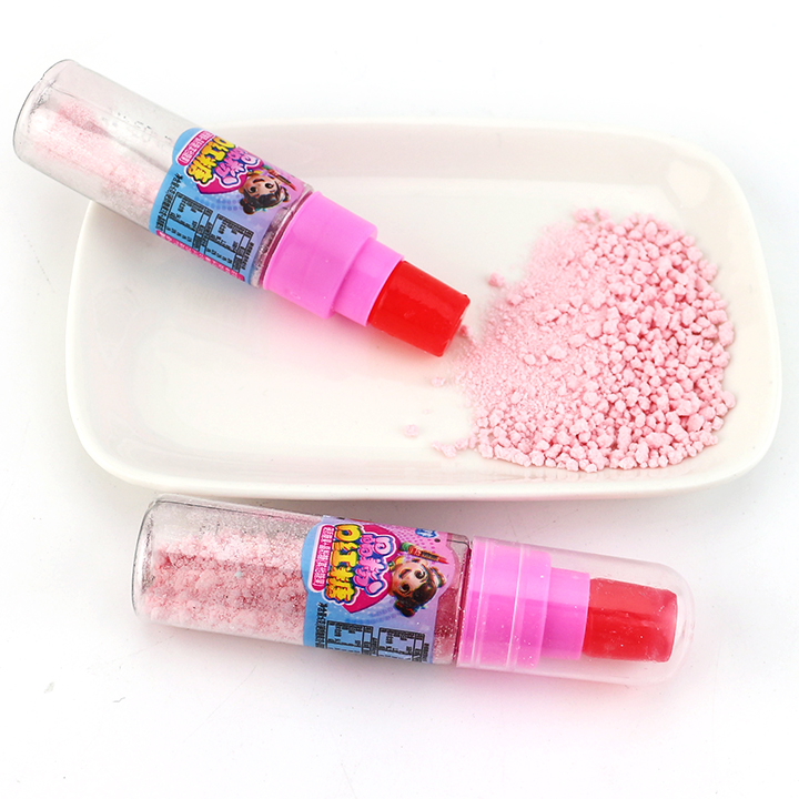 Cartoon Lipstick Bottle Hard Lollipop with Sour Powder Candy CH-N741