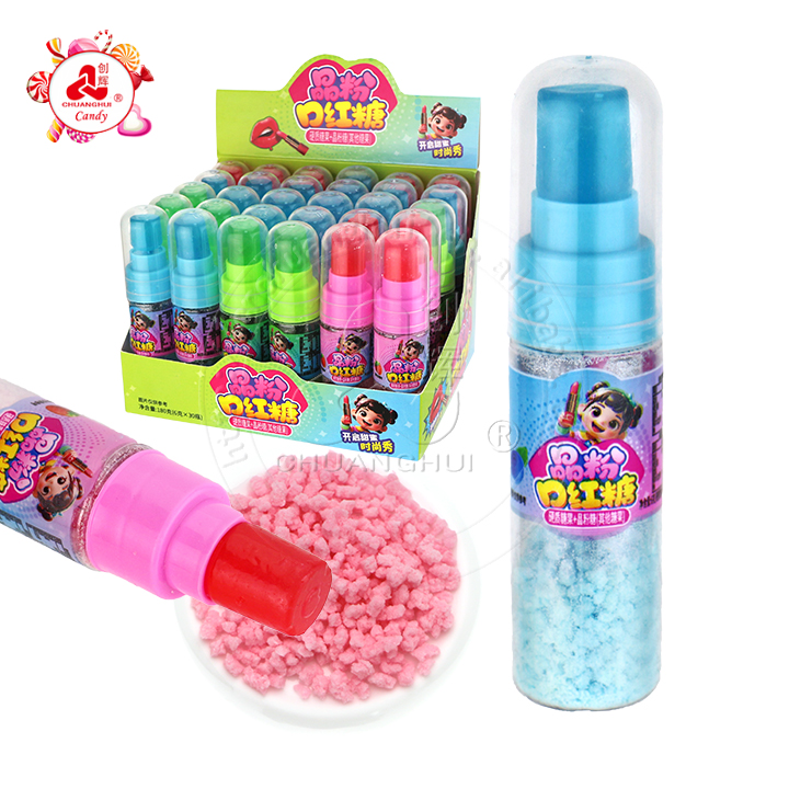 Cartoon Lipstick Bottle Hard Lollipop with Sour Powder Candy CH-N741