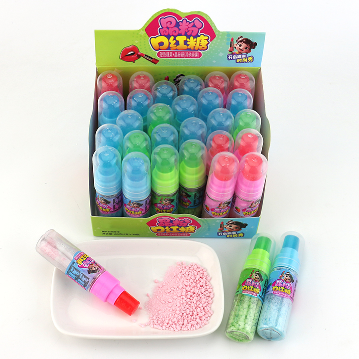 Cartoon Lipstick Bottle Hard Lollipop with Sour Powder Candy CH-N741