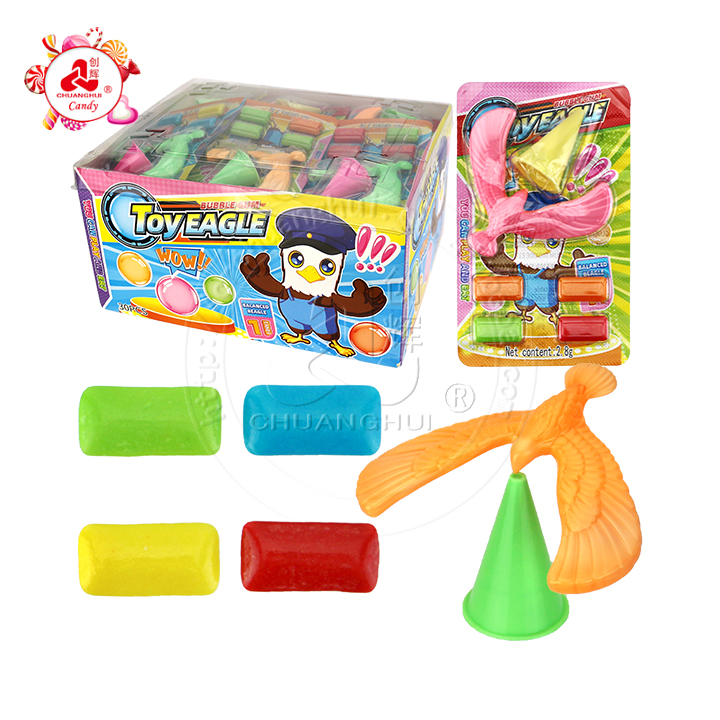 Mini plastic balance bird balance eagle toy with mini bubble gum candy CH-T1381