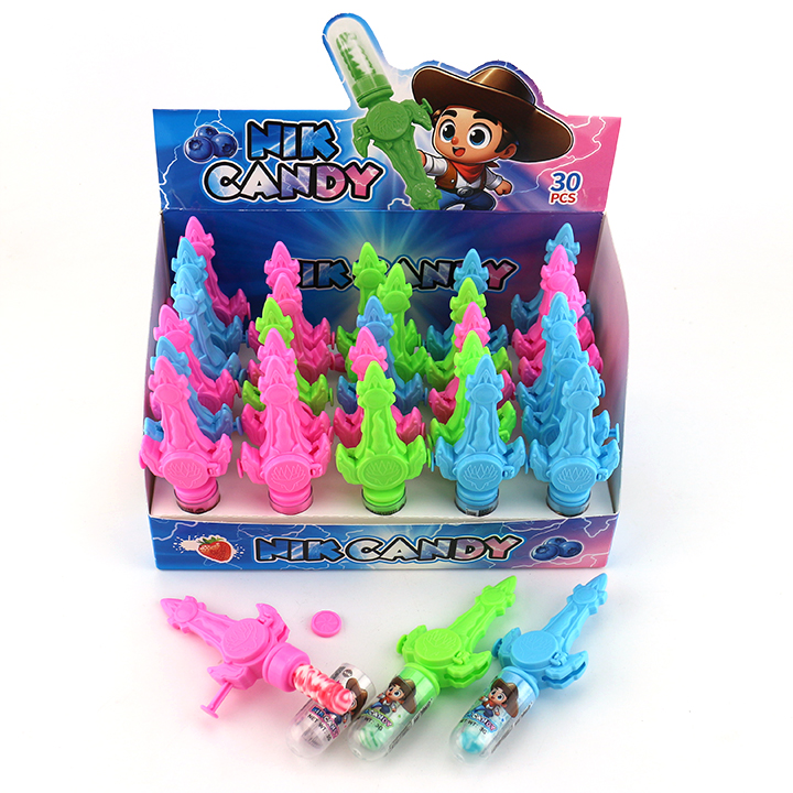 NIK Shooting Flying Saucer Sword Shaped Catapult Toy with nipple lollipop candy CH-T1383