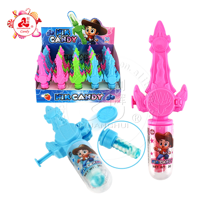 NIK Shooting Flying Saucer Sword Shaped Catapult Toy with nipple lollipop candy CH-T1383