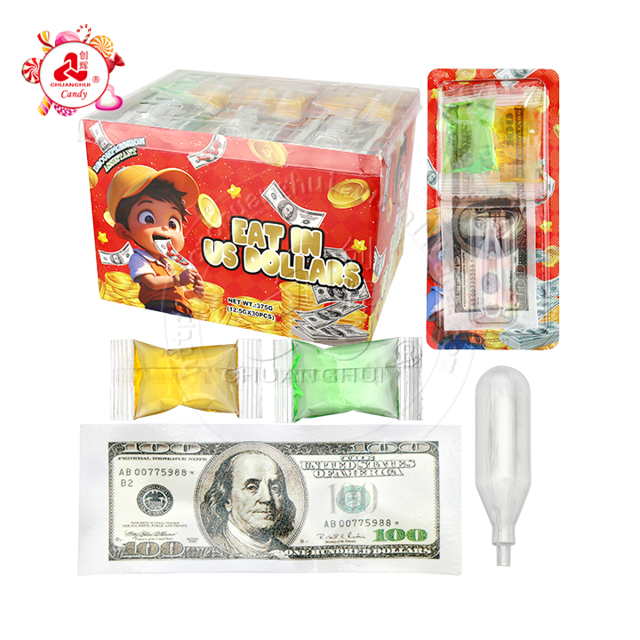 Edible US dollars Money glutinous rice paper with jam syrup candy CH-T1384