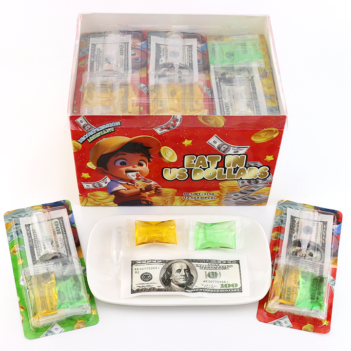 Edible US dollars Money glutinous rice paper with jam syrup candy CH-T1384
