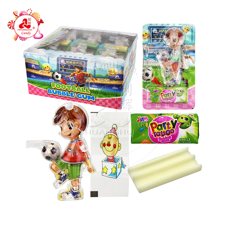 Football Boy Whistle Toy Candy and Tattoo Bubble Gum CH-T1385