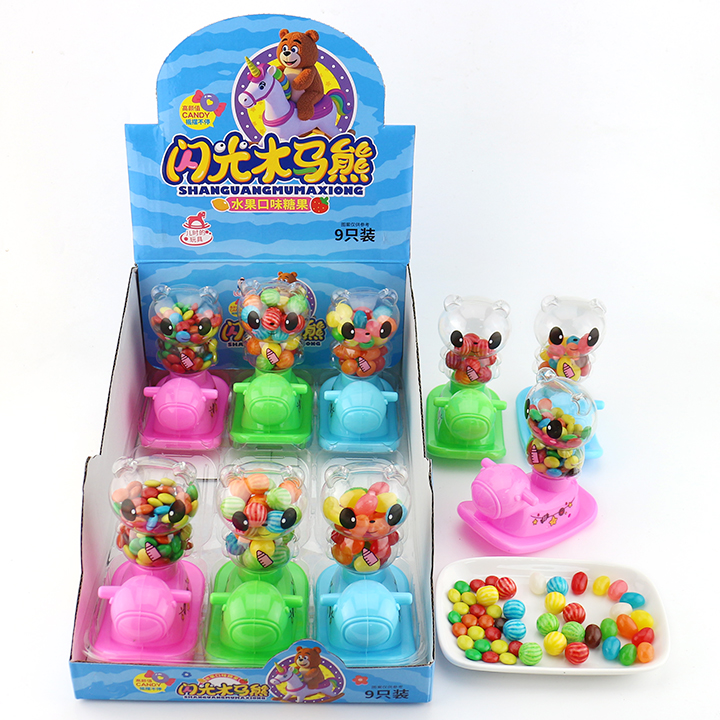 LED Flashing Bear riding rocking horse shaped toy candy CH-TB246