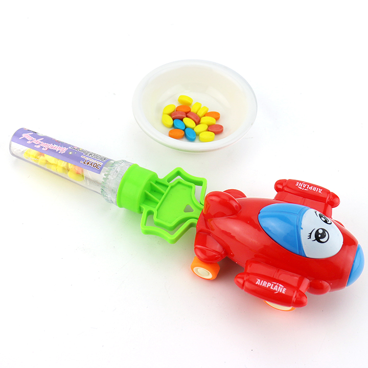 Funny shooting pull back catapult airplane car toy candy CH-TB247