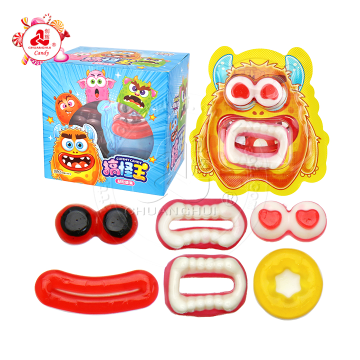 Halloween Monster fudge eyeballs, lips, teeth shaped jelly gummy candy CH-J670