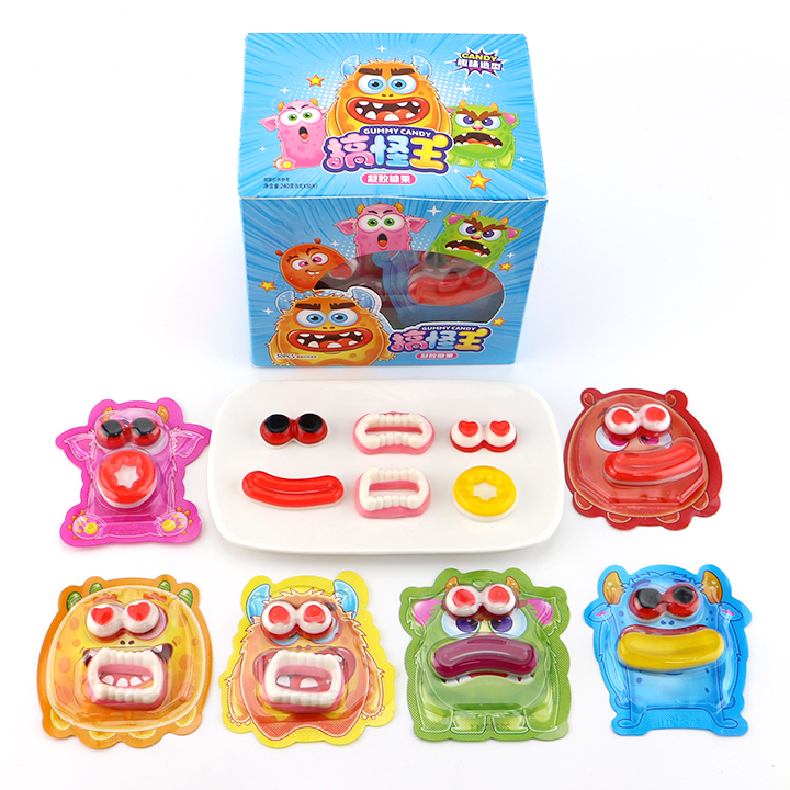 Halloween Monster fudge eyeballs, lips, teeth shaped jelly gummy candy CH-J670