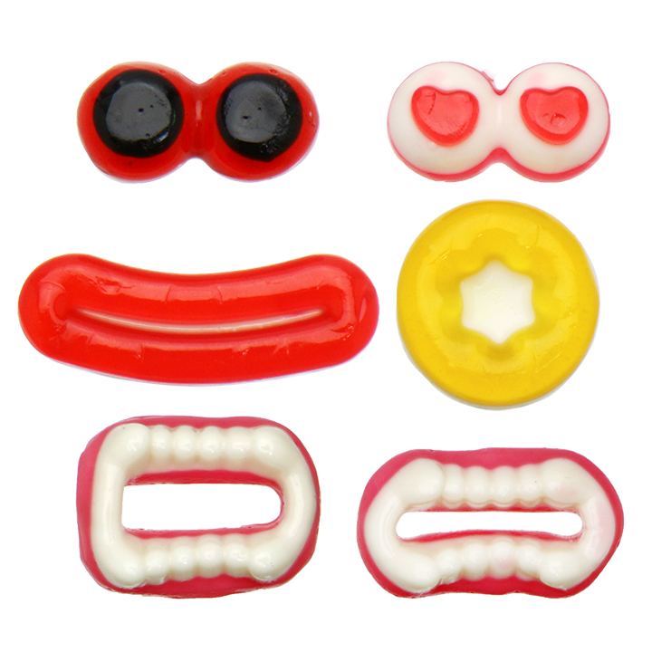 Halloween Monster fudge eyeballs, lips, teeth shaped jelly gummy candy CH-J670