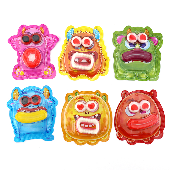 Halloween Monster fudge eyeballs, lips, teeth shaped jelly gummy candy CH-J670