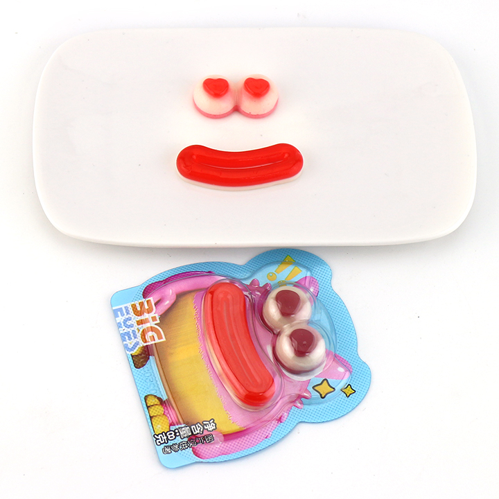 Halloween big eye monster fudge eyeballs, lips shaped soft gummy candy CH-J671