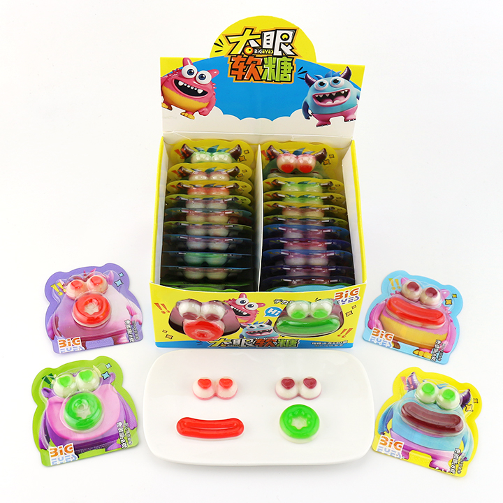Halloween big eye monster fudge eyeballs, lips shaped soft gummy candy CH-J671