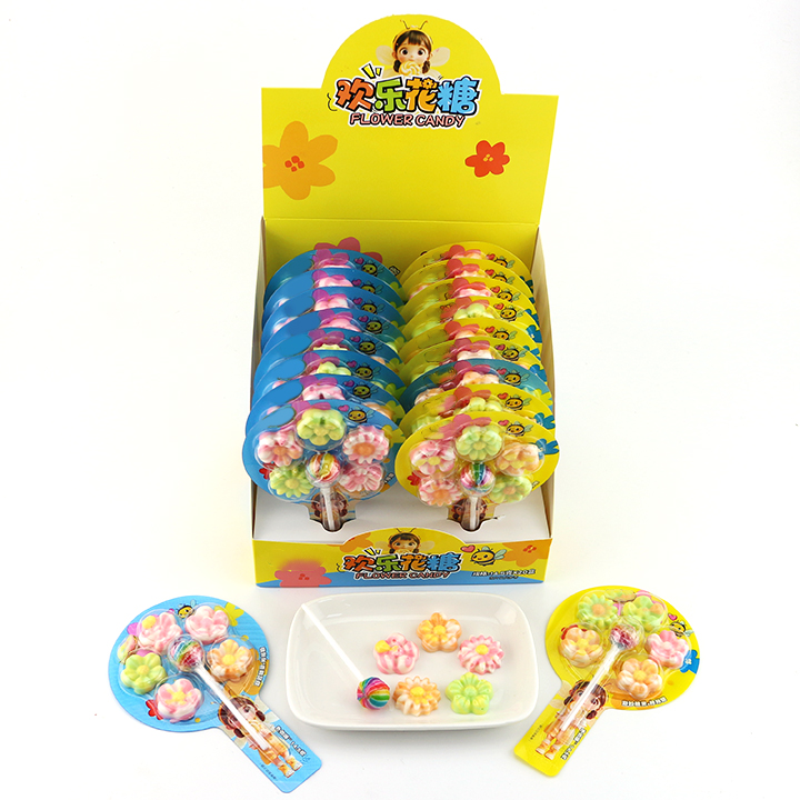 5 colorful flower soft gummy candy with mini lollipop CH-J672