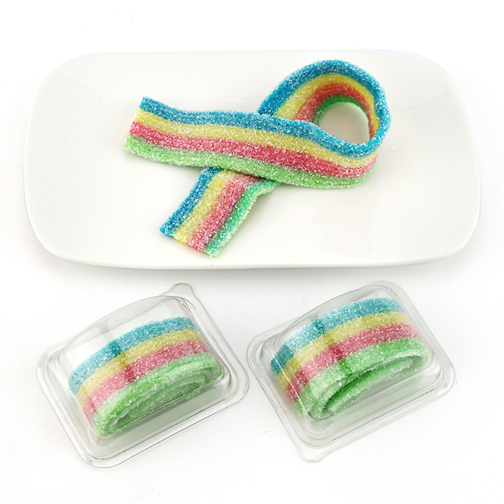 Sour and Sweet Belt Soft Rainbow Gummy Roll Candy CH-J669