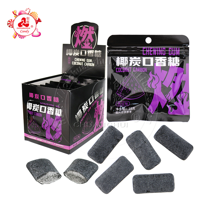 Halal Coconut Carbon Mint Flavor Black Chewing Bubble Gum CH-E336
