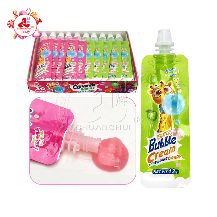 Strawberry And Apple Flavors Squeezed Bubble Gum cream Jam Candy CH-E338