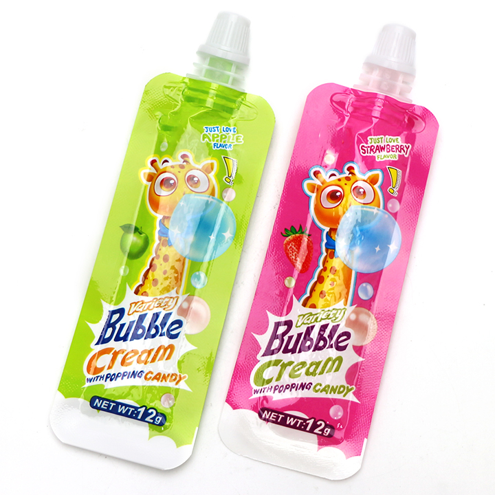 Strawberry And Apple Flavors Squeezed Bubble Gum cream Jam Candy CH-E338