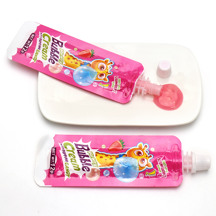 Strawberry And Apple Flavors Squeezed Bubble Gum cream Jam Candy CH-E338