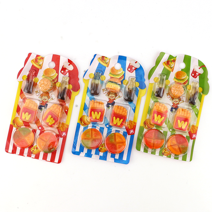 7-in-1 pizza, french fries, cola, burger, Western style fast food shaped chewy gummy candy CH-J674