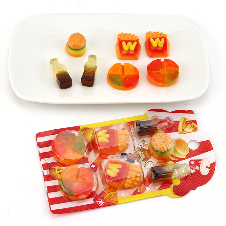 7-in-1 pizza, french fries, cola, burger, Western style fast food shaped chewy gummy candy CH-J674
