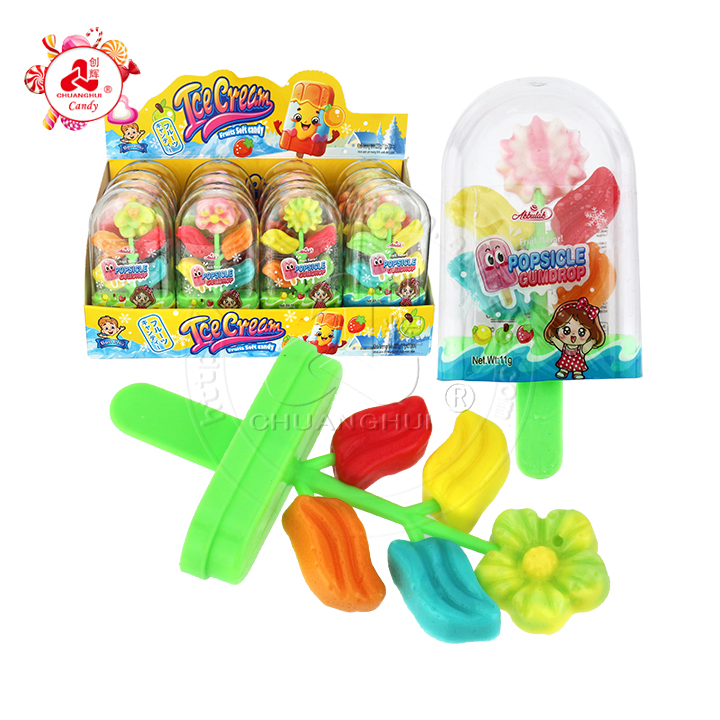 5-in-1 Fruity Flavored Ice Cream Flower Shaped Chewy Gummy Lollipop Candy CH-J675