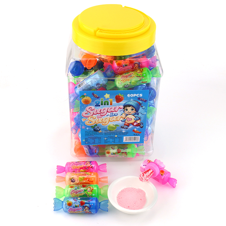 Sugar Sugar twisted candy nipple lollipop candy with sour powder in Jar CH-N747