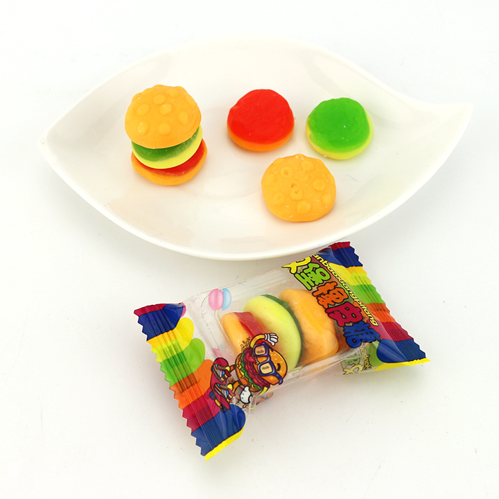 Wholesale Western style fast food hamburger burger shaped chewy gummy candy in bulk CH-S154